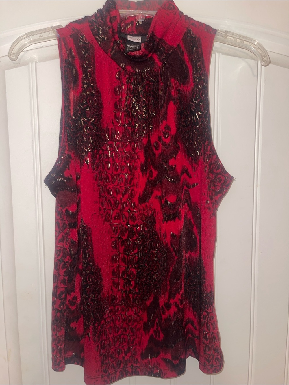 Studio Red & Black Mock Neck Sleeveless Tank